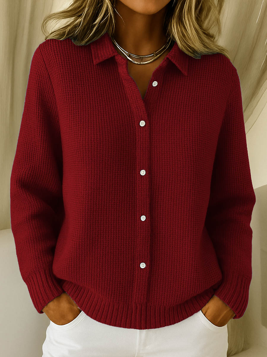 Beatrix - Collared Knit Cardigan