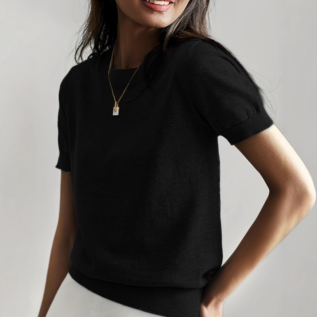 Tally - Casual Short Sleeve Crew Neck Top